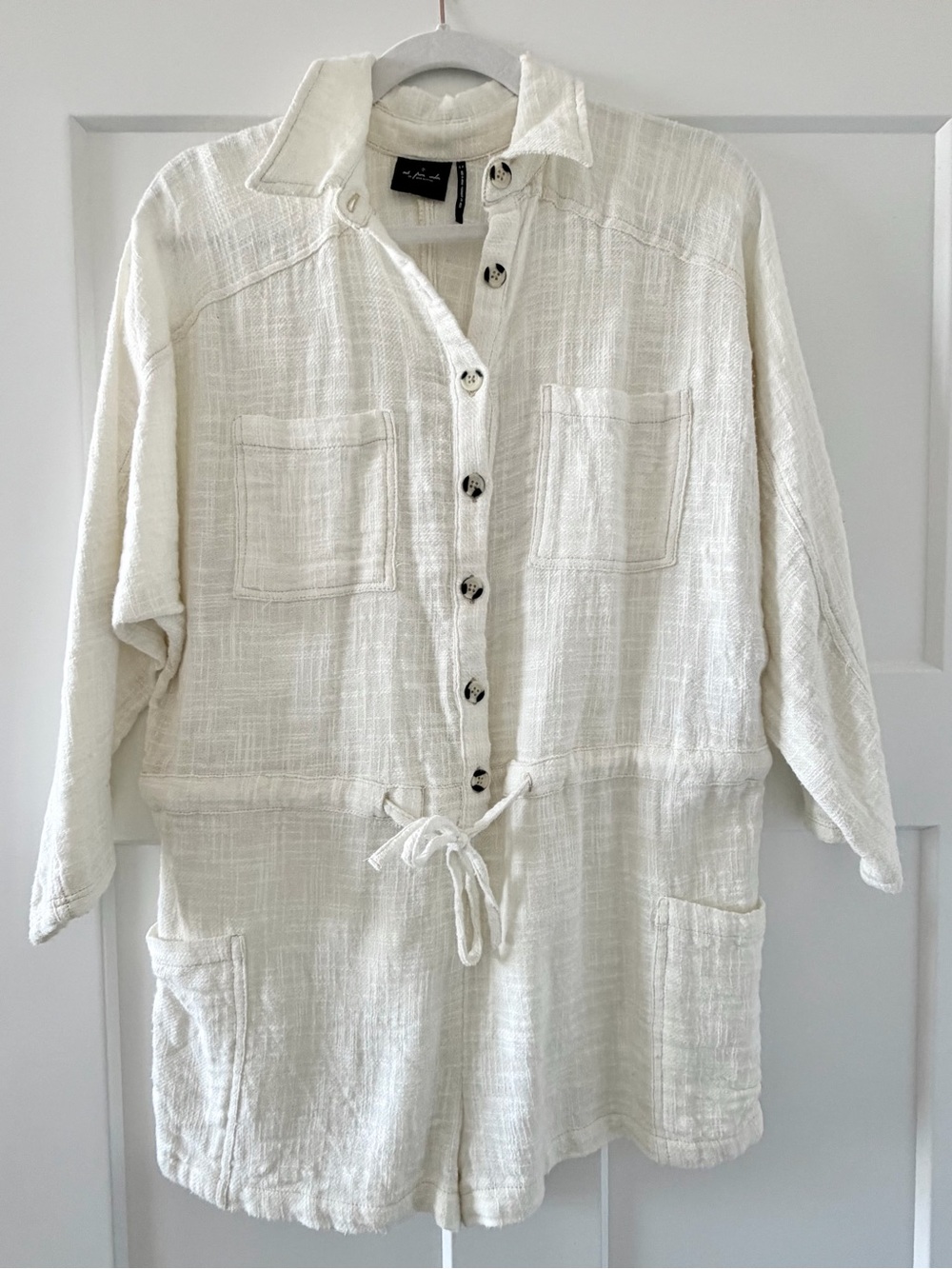Urban Outfitters Out From Under Button-Down Romper Ivory/Canvas Size Small New